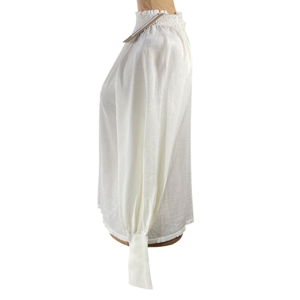 New D0 + BE Smocked Top Knit Cream Size S Small Wide Cuff - Picture 2 of 10